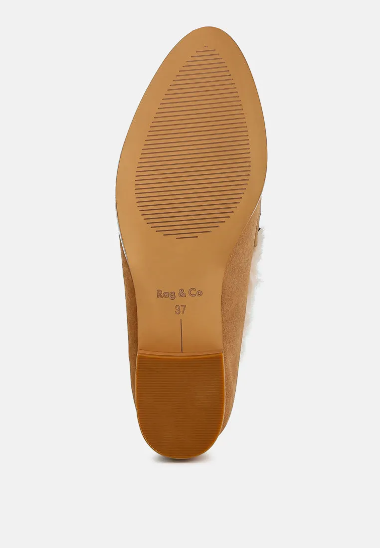 Allie Fur Trim Genuine Suede Loafers