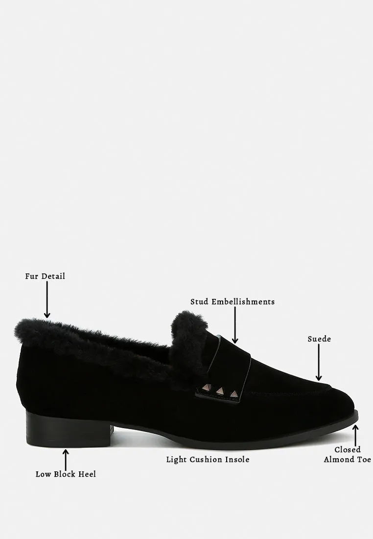 Allie Fur Trim Genuine Suede Loafers