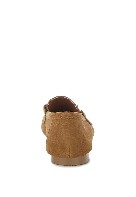 Awen Monochromatic Horsebit Real Suede Loafers