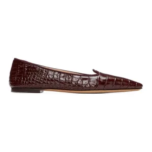 Brock Collection Burgundy Croc Pointed Flats
