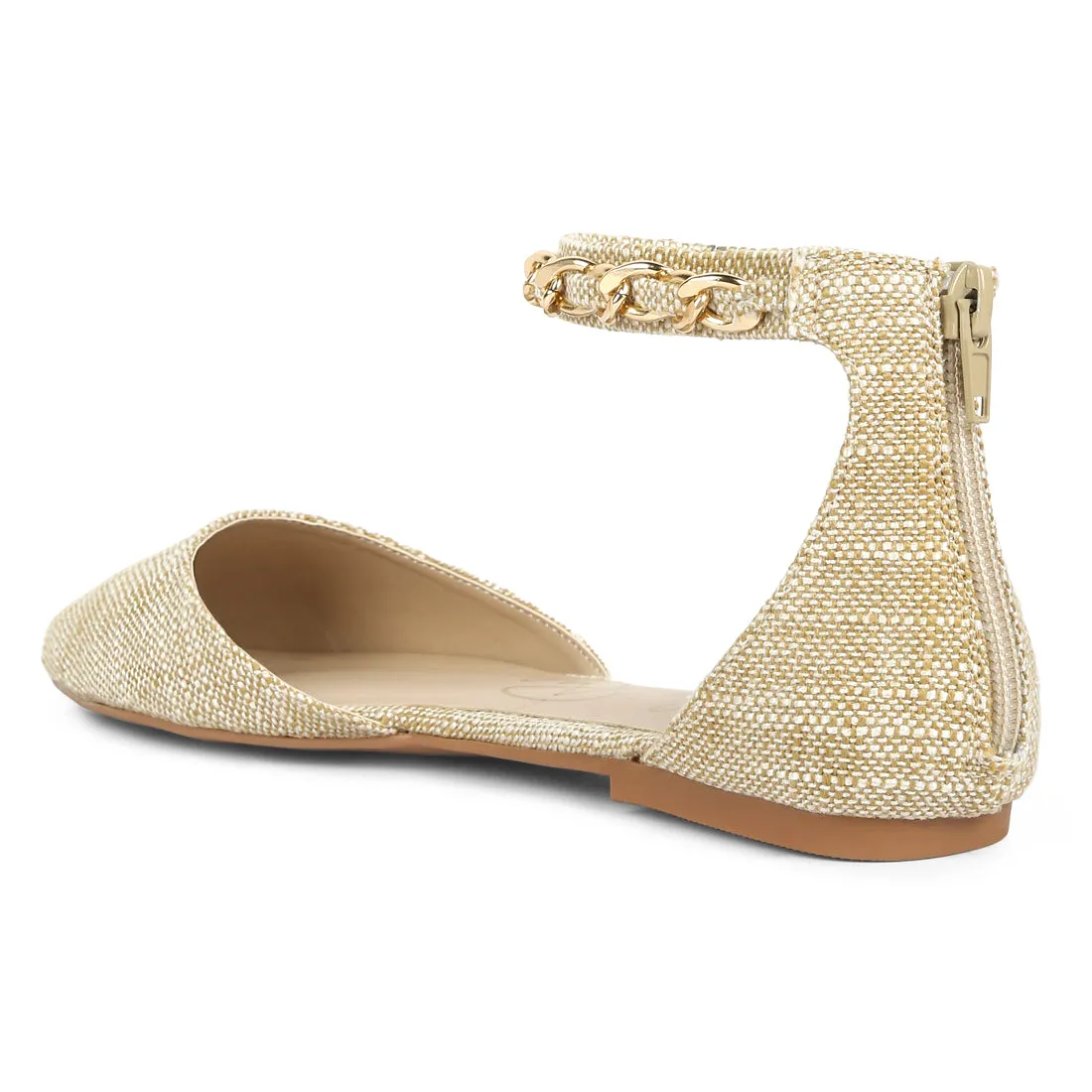 Chain Embellished Flat Sandals