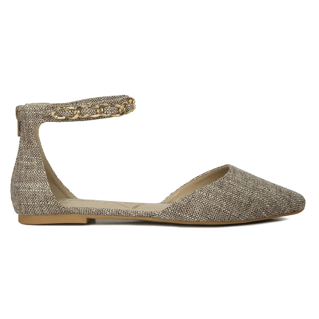 Chain Embellished Flat Sandals