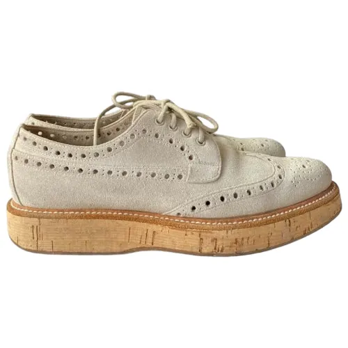 CHURCH’S Keely Beige Suede Perforated Oxford, Size 36.5