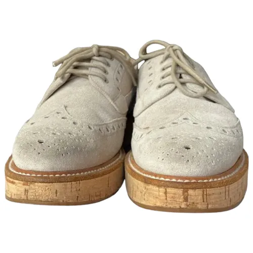 CHURCH’S Keely Beige Suede Perforated Oxford, Size 36.5
