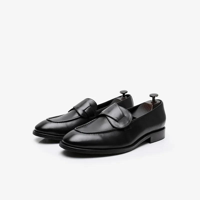 Elegant Suede Loafers with Decorative Straps