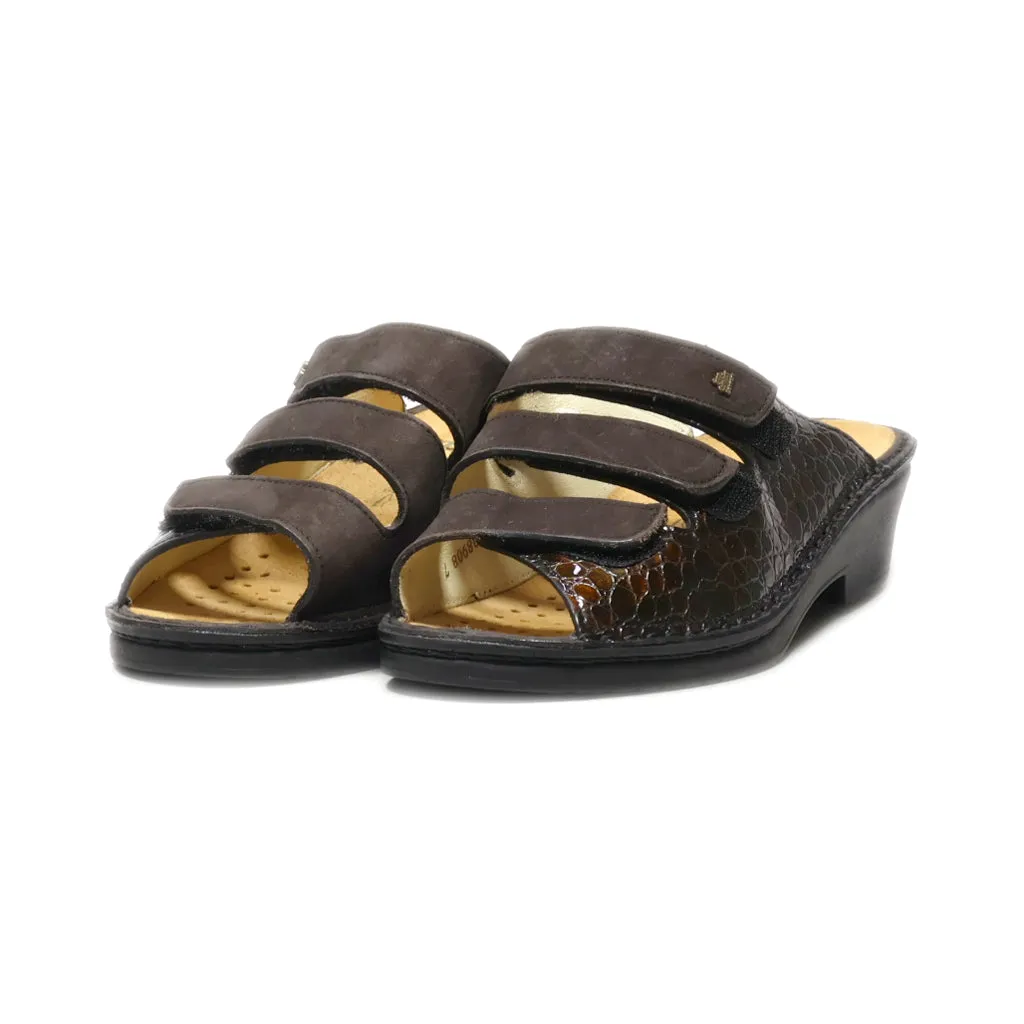 Finn Comfort Platform Sandals Leather Black Colour For Women