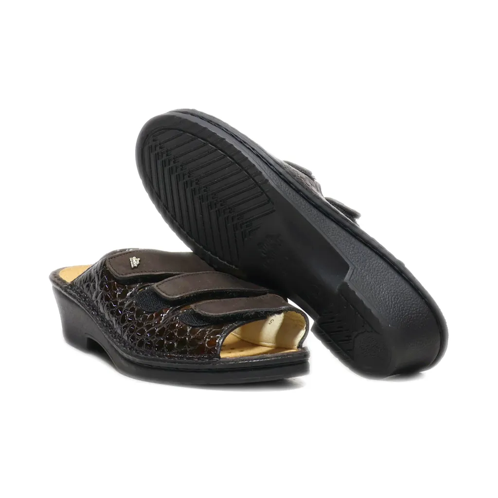 Finn Comfort Platform Sandals Leather Black Colour For Women
