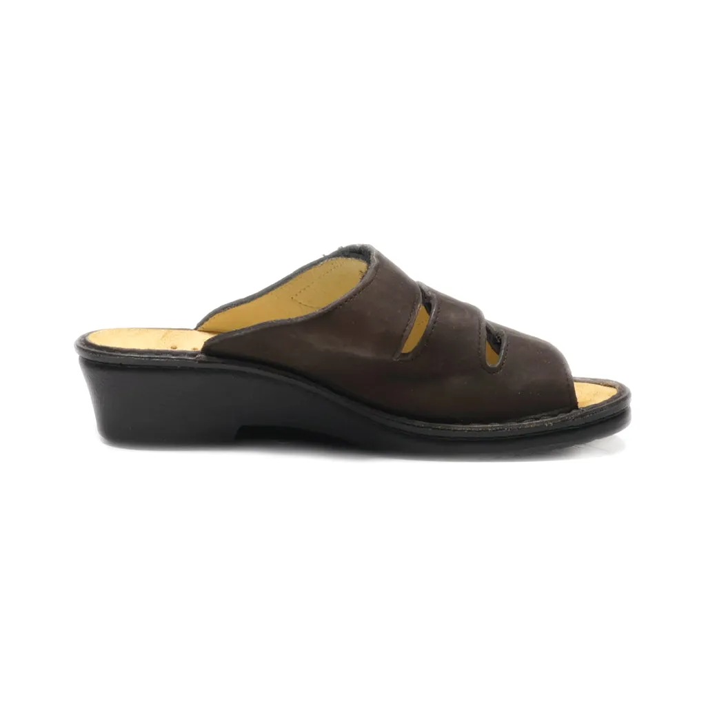 Finn Comfort Platform Sandals Leather Black Colour For Women