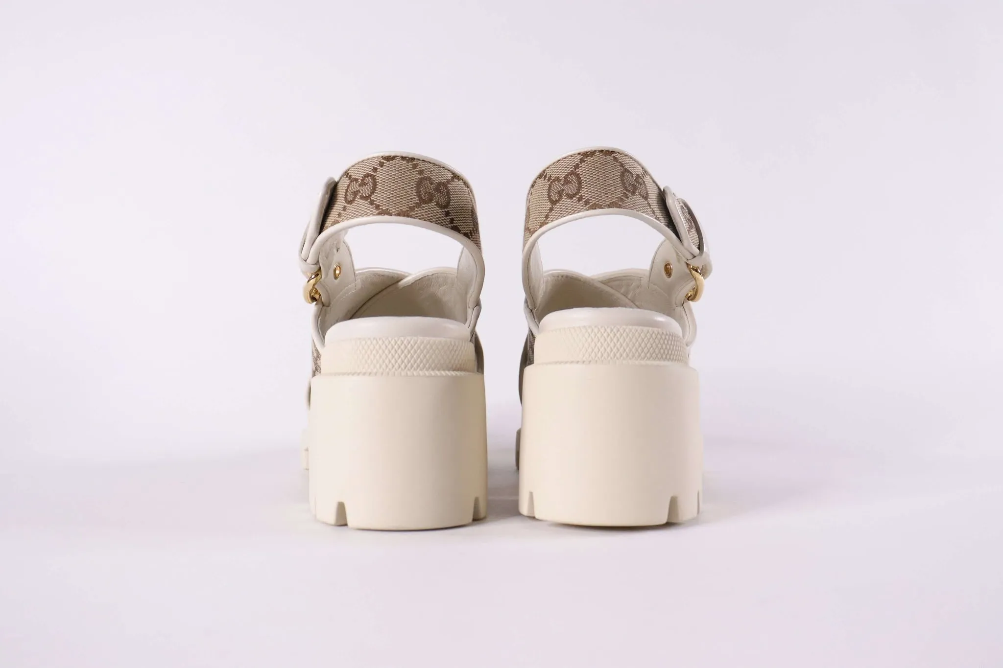 GUCCI GG Monogram Granada Kid Lug Sole Sandals