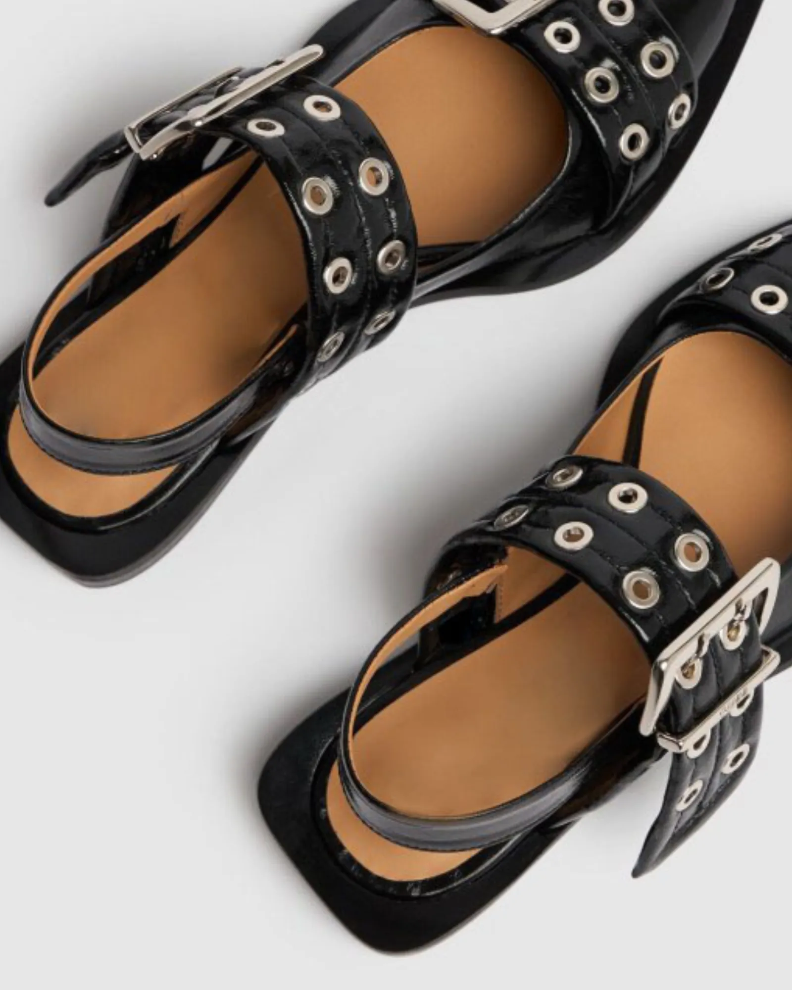 Liliana Buckle Leather Slingback Flats In Black