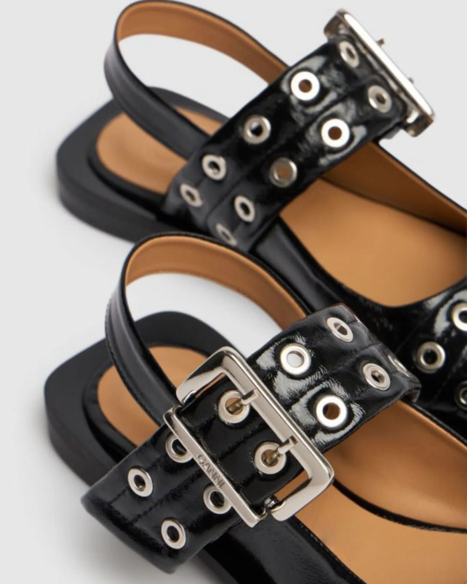 Liliana Buckle Leather Slingback Flats In Black