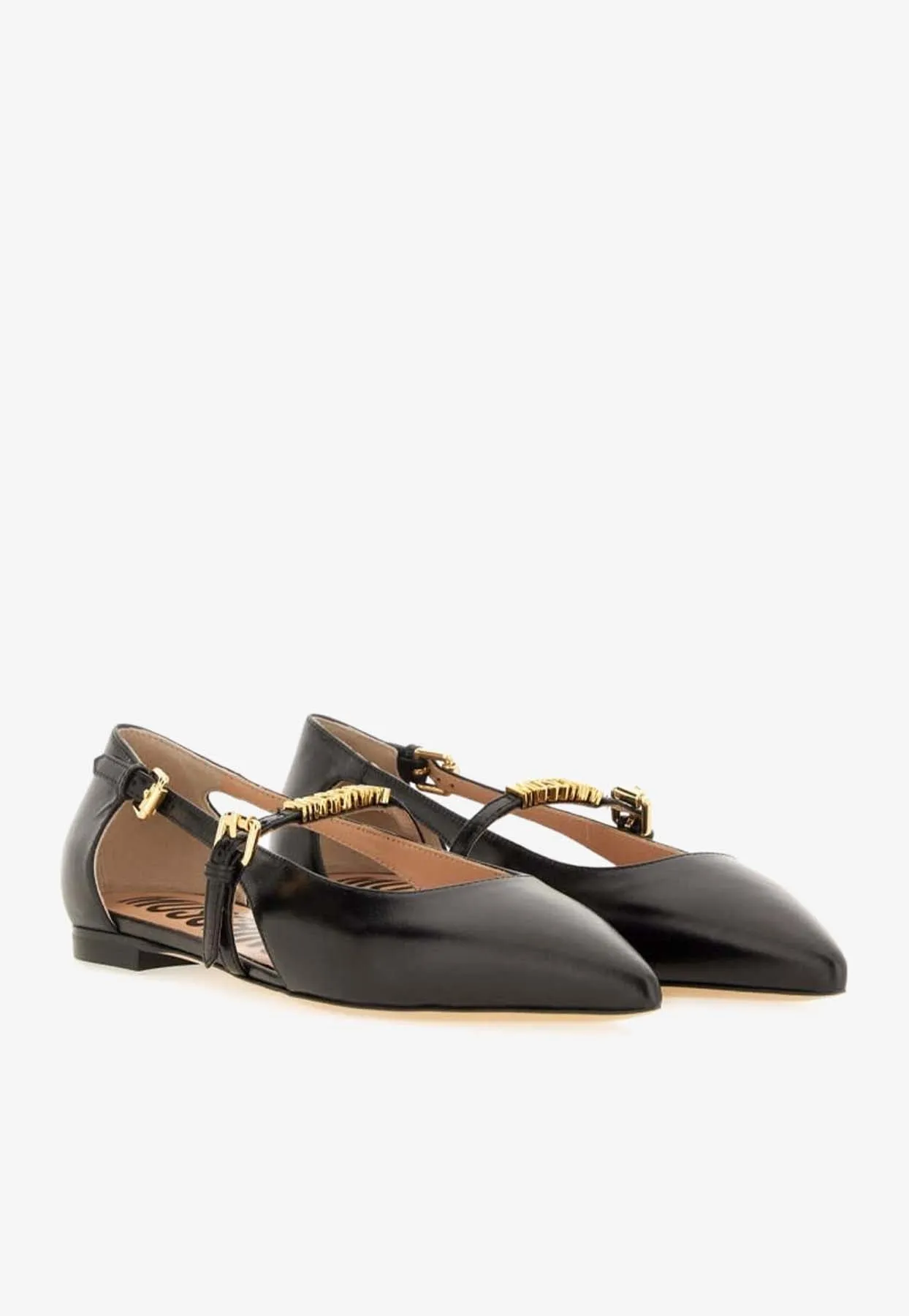 Logo Leather Ballet Flats