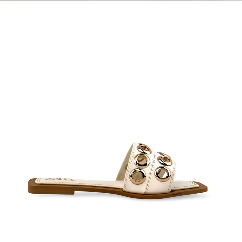 Metal Appliques Inspired Flat Leather Sandals #10403 #22
