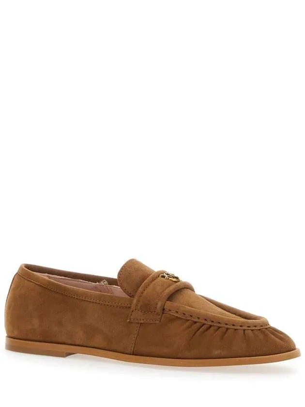 'Naty 02' Brown Loafers With Love Birds Diamond Cut Logo Plaque In Suede Woman