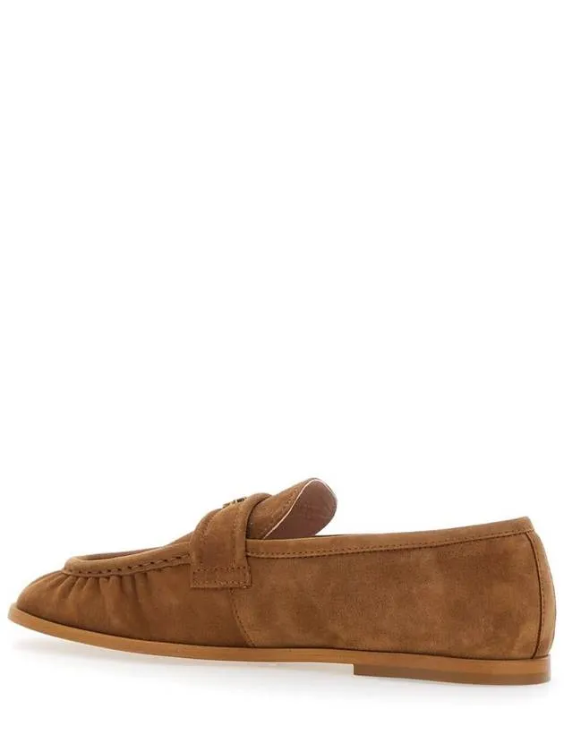 'Naty 02' Brown Loafers With Love Birds Diamond Cut Logo Plaque In Suede Woman
