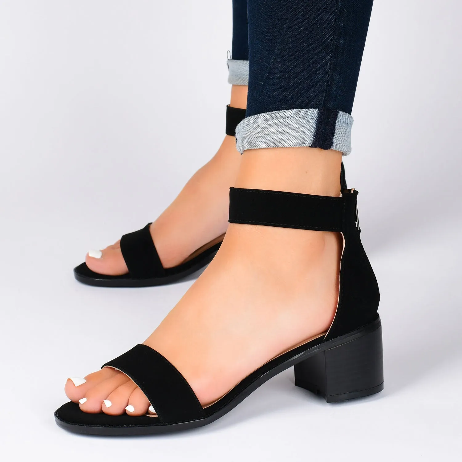 PERCY STRAPPY HEELS IN FAUX LEATHER