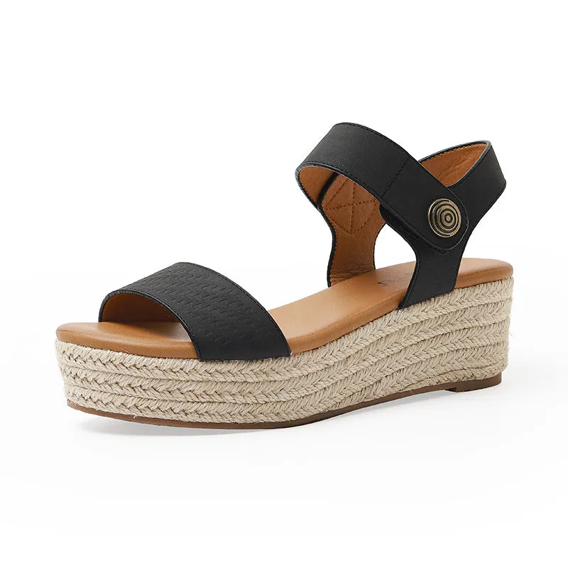 SIKETU | Platform Straw Ankle Strap Sandals