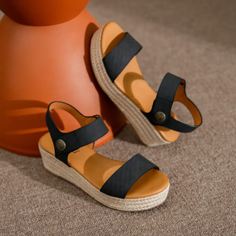 SIKETU | Platform Straw Ankle Strap Sandals