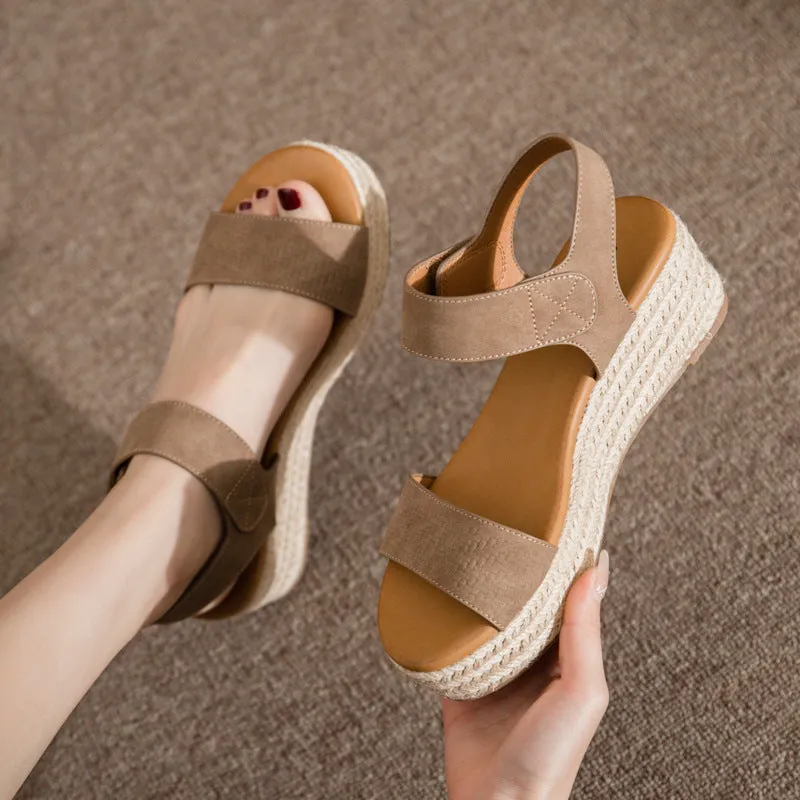 SIKETU | Platform Straw Ankle Strap Sandals
