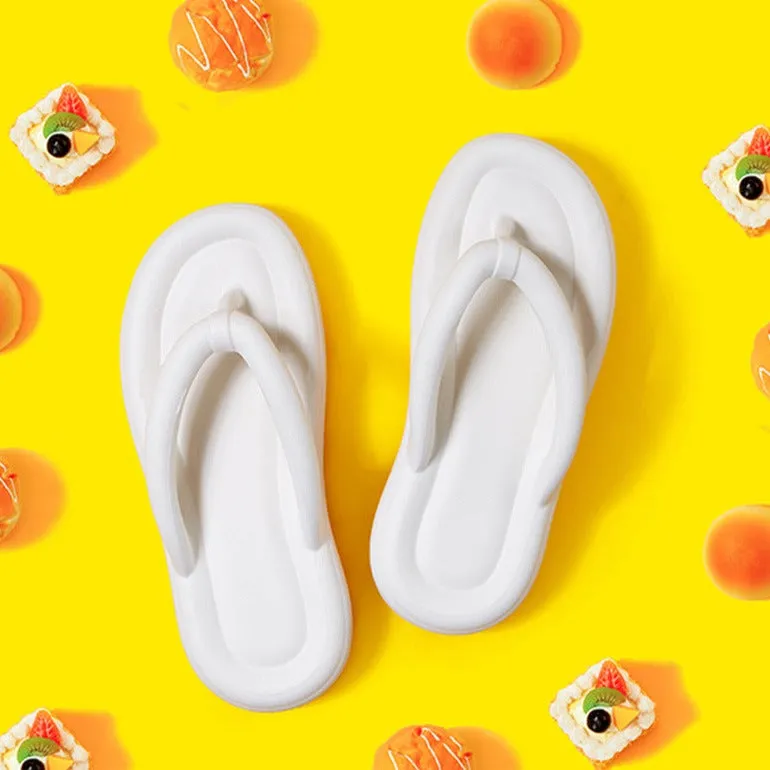 Women's cushioned platform flip flops cloud soft flip flops for beach candy color