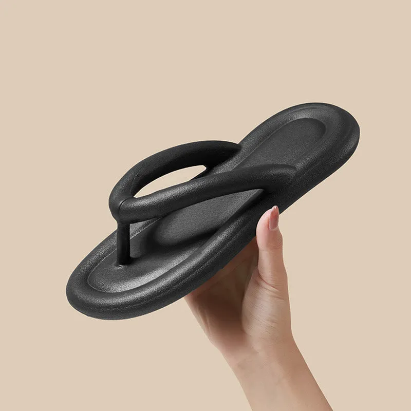 Women's cushioned platform flip flops cloud soft flip flops for beach candy color