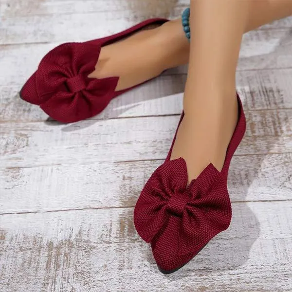 Women's Pointed Toe Flats with Bow 34142516C