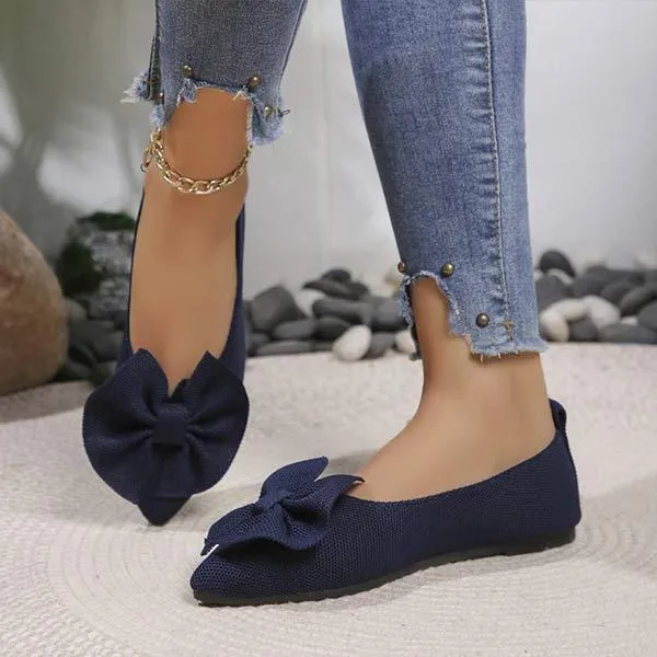 Women's Pointed Toe Flats with Bow 34142516C