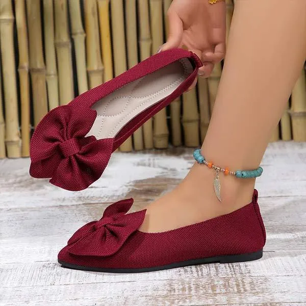 Women's Pointed Toe Flats with Bow 34142516C